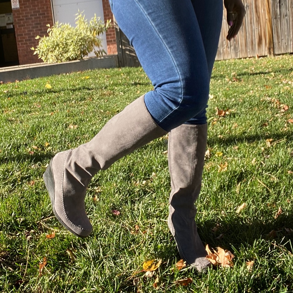 Grey Wedge Boots